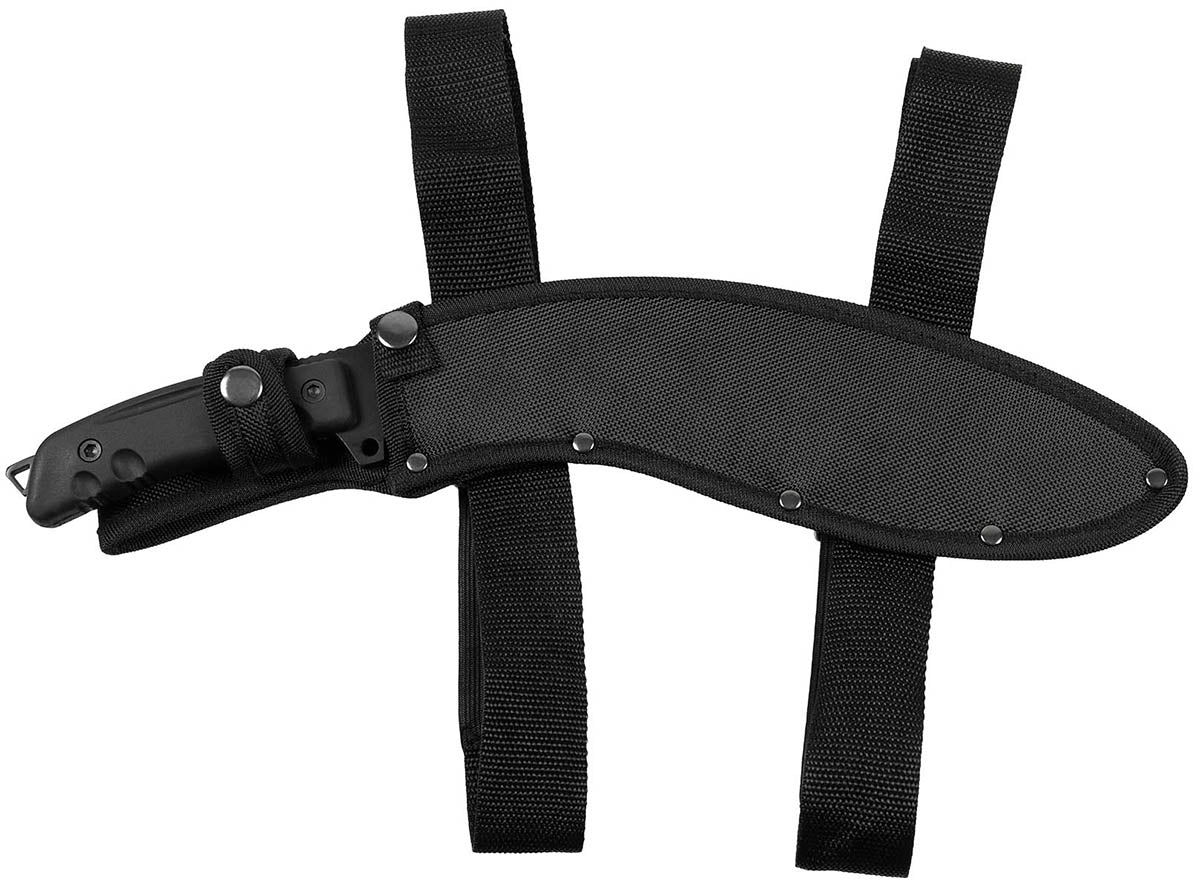 Machette Kukri MFH lame acier 3Cr13 de 27 cm manche ABS étui nylon à cuisse