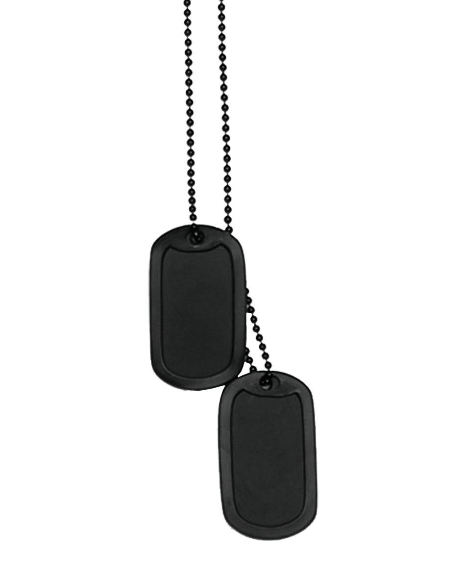 Jeu de deux plaques d'identification type US Mil-Tec en acier inoxydable avec bagues caoutchouc