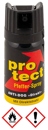 Aérosol lacrymogène MFH 40 ml au poivre 3 % OC jet direct portée 5 m