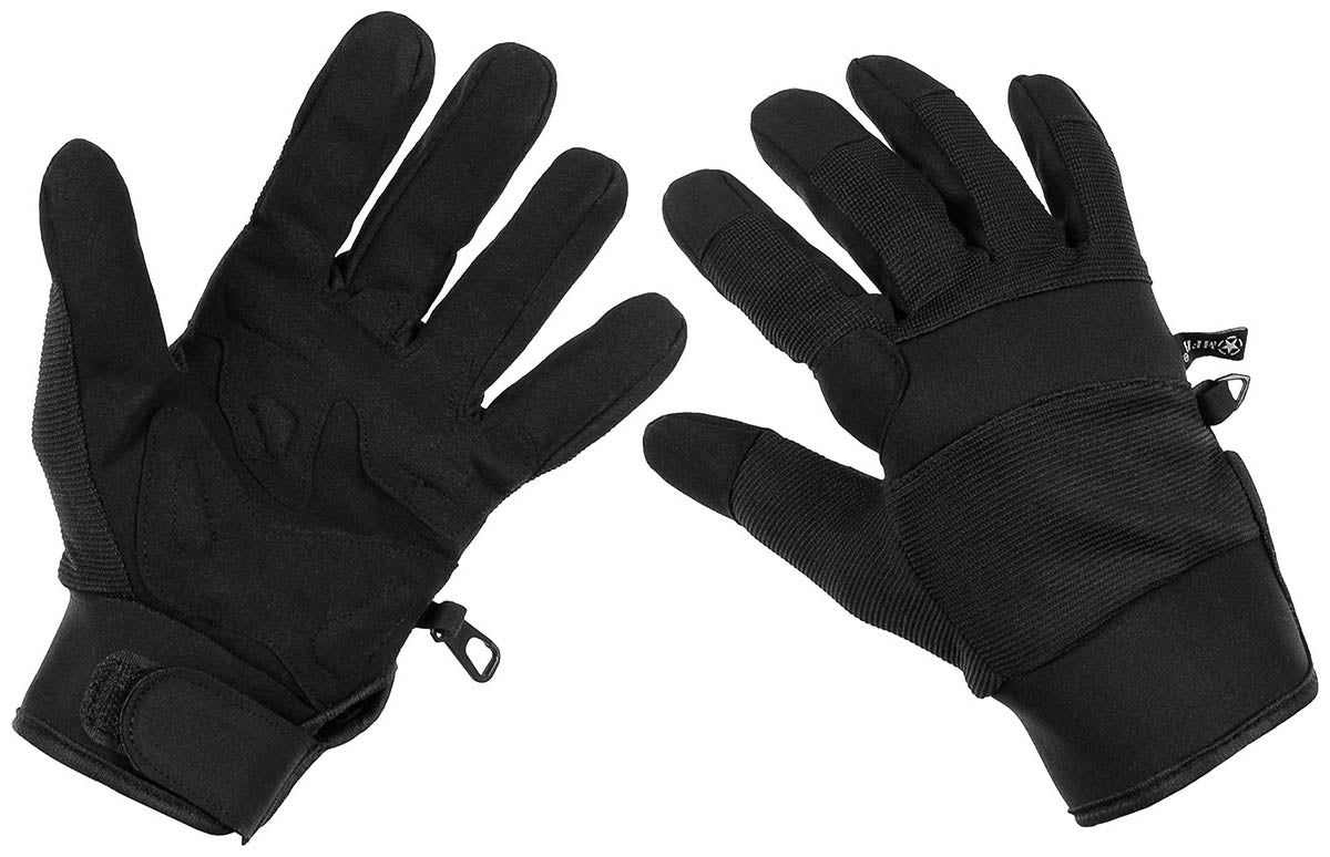 Gants de service MFH Security à paume cuir synthétique et dos élasthanne et néoprène