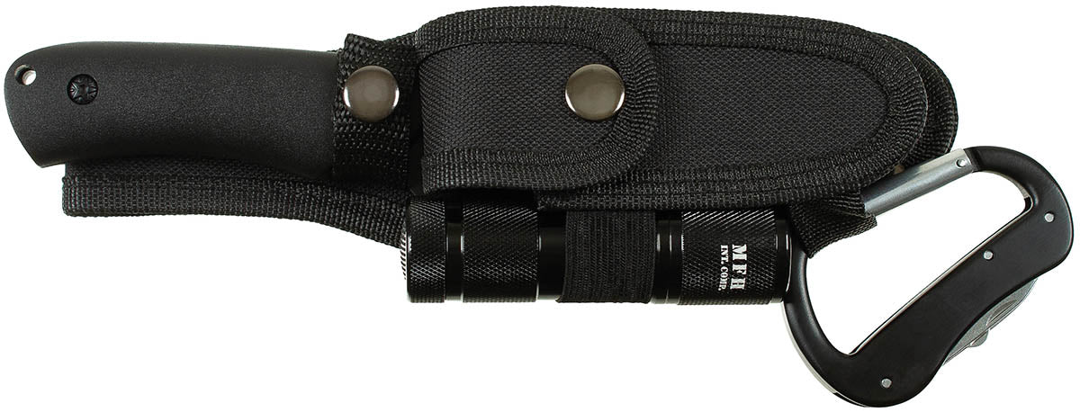 Ensemble couteau de survie MFH lame 10 cm avec couteau pliant scie et lampe