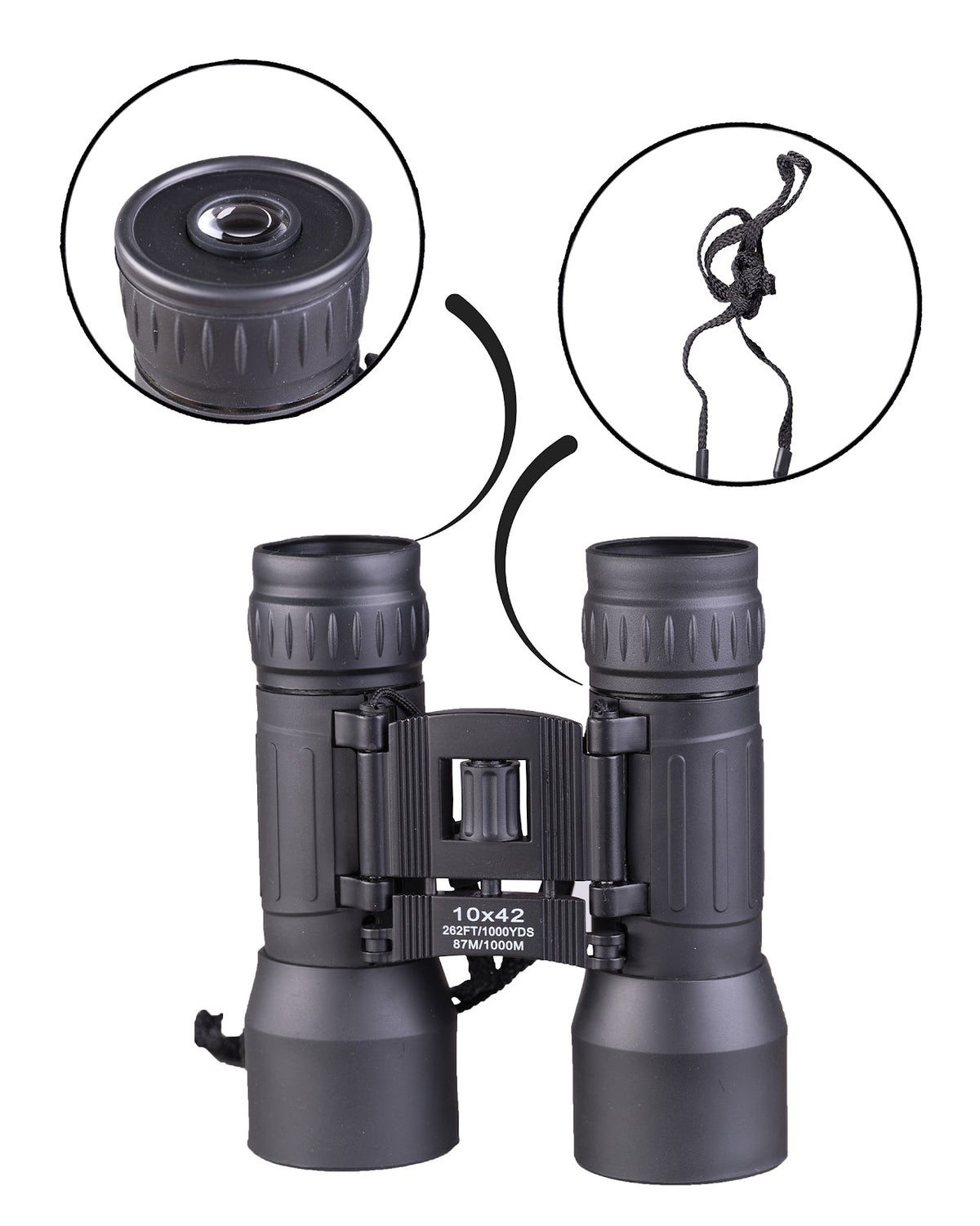 Jumelles pliantes Mil-Tec 10x42 objectif 42 mm 457 g avec étui nylon et sangle de portage