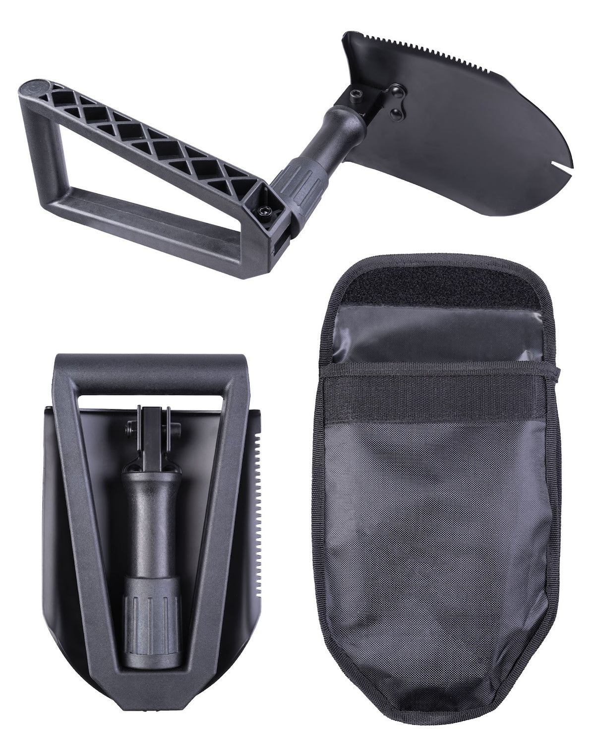 Pelle pliable type US Gen. II Mil-Tec acier au carbone 1060 g manche aluminium et housse