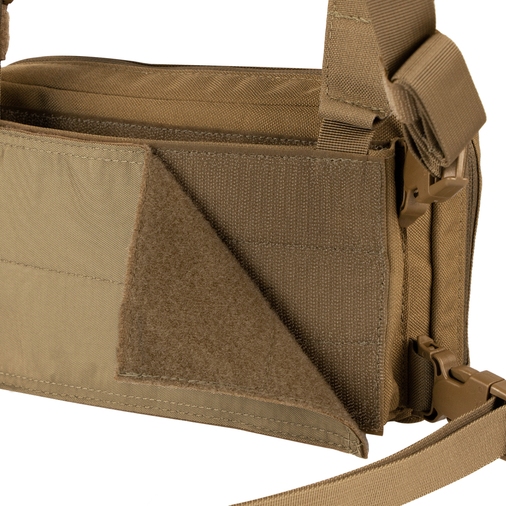 Gilet chest rig Condor Stowaway panneau MOLLE découpé laser harnais quatre points
