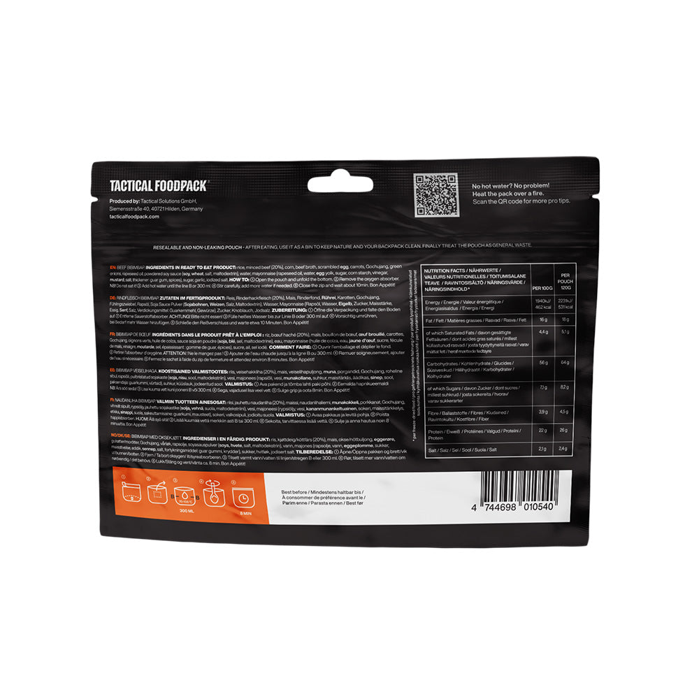 Ration lyophilisée Tactical Foodpack Bibimbap de bœuf 531 kcal 120 g