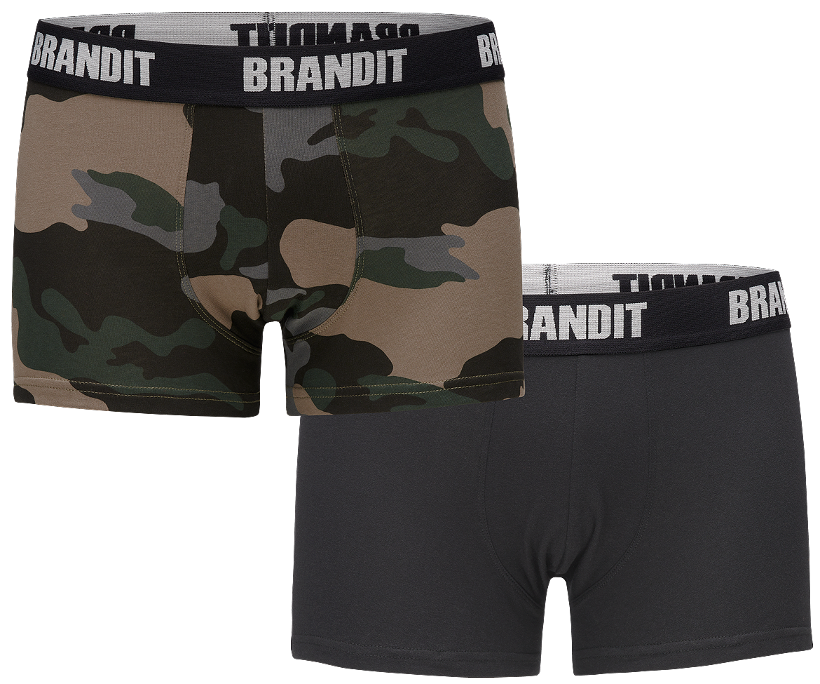 Caleçon Brandit Boxer Logo lot de deux en coton extensible à large ceinture élastique