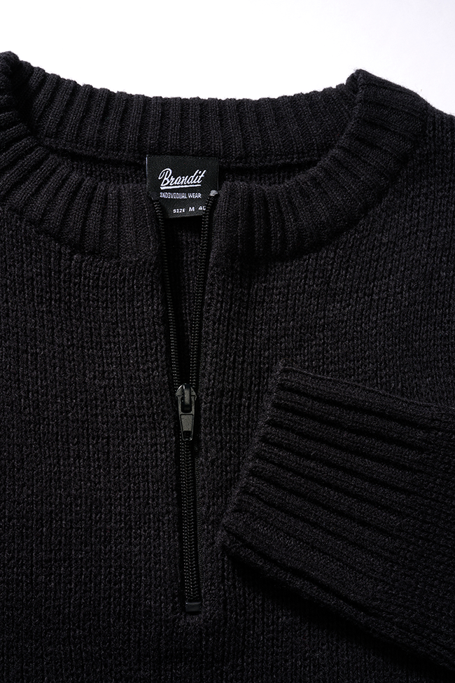 Pull Brandit Army en maille polyacrylique col rond à fermeture éclair et bords côtes