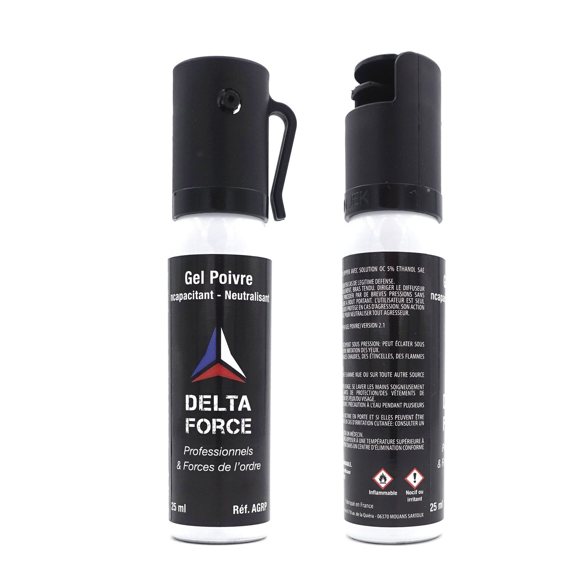 Aérosol de défense Delta Force Red Pepper OC 25 ml portée annoncée 5 à 7 m