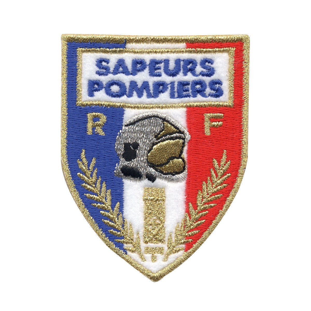 Écusson brodé sapeurs-pompiers 6,1 x 8,1 cm à dos auto-agrippant