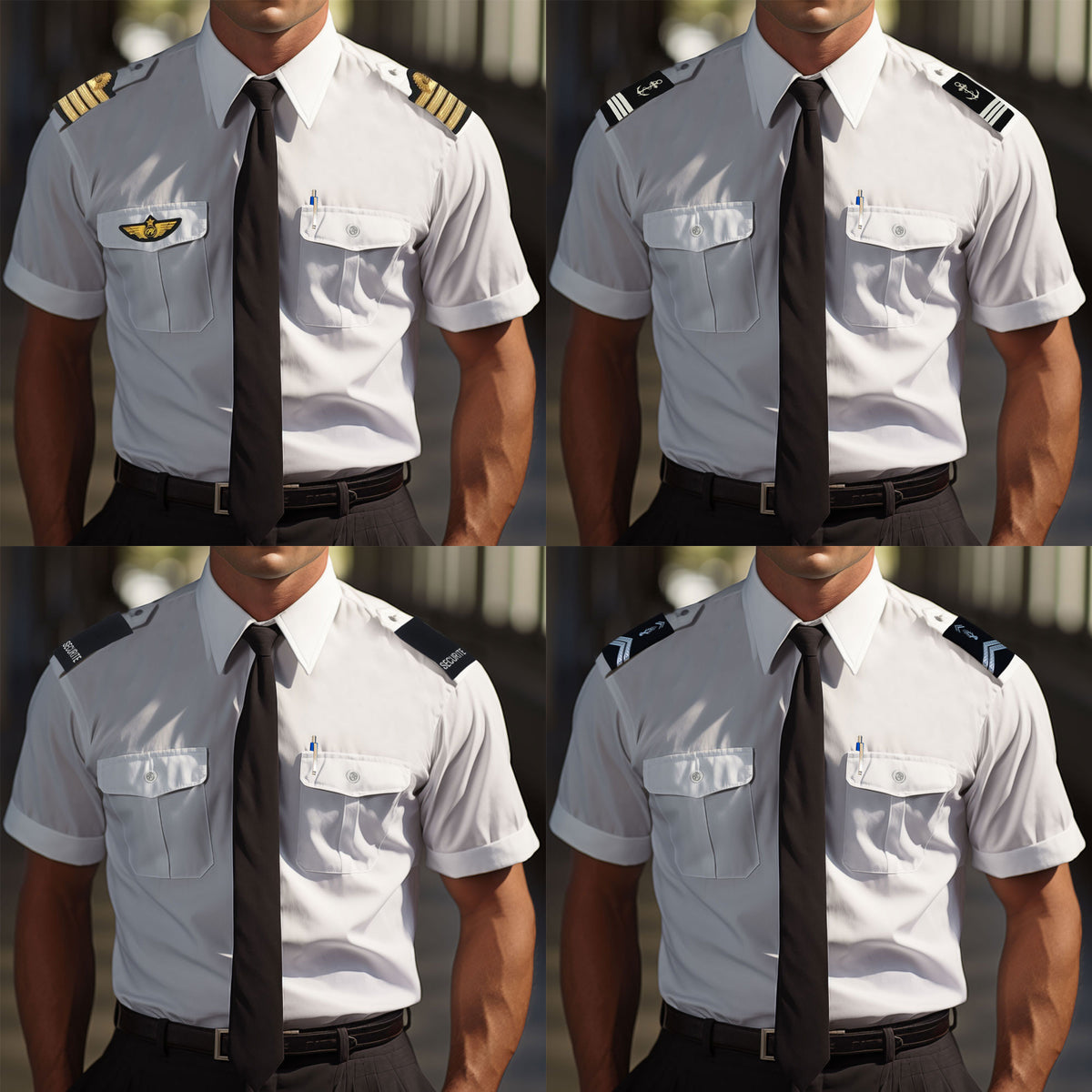 Chemise de service pilote manches courtes polycoton 60/40 pattes d'épaules