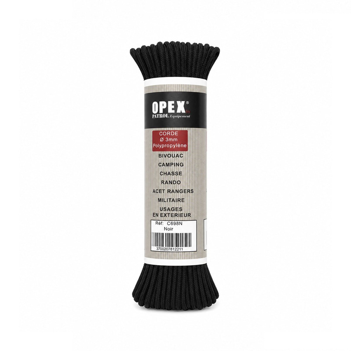 Corde para OPEX polypropylène tressé diamètre 3 mm longueur 15 m pour haubanage