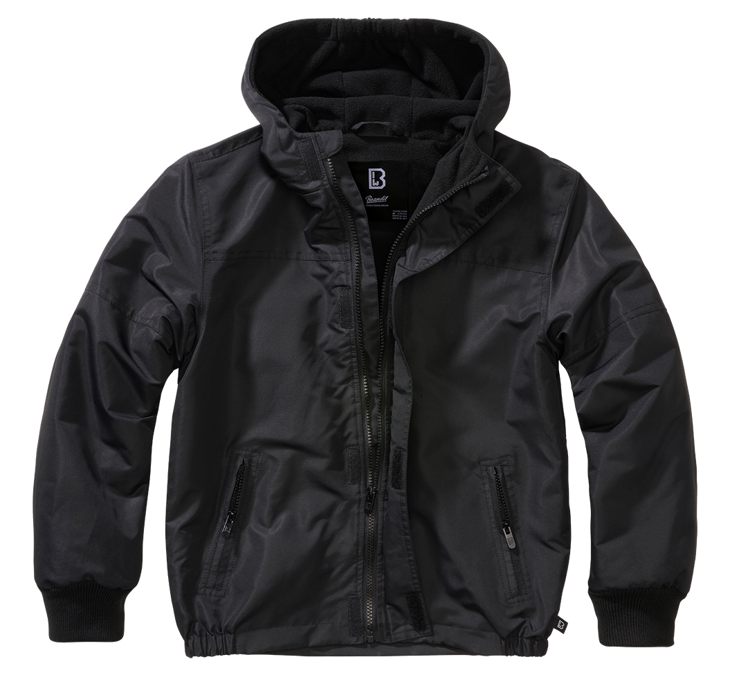 Coupe-vent enfant Brandit Frontzip doublure polaire capuche et trois poches fermées