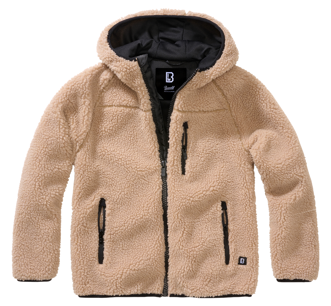 Veste polaire enfant Brandit Teddyfleece à capuche maille peluche et quatre poches