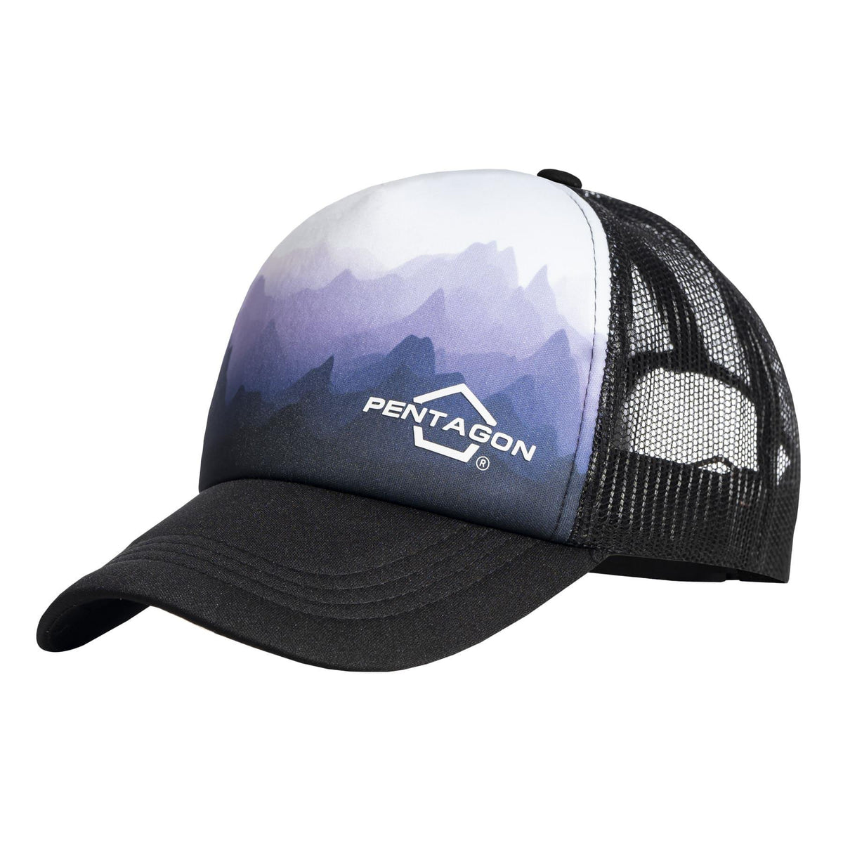 Casquette Pentagon Mountain en polyester cinq panneaux à filet respirant arrière