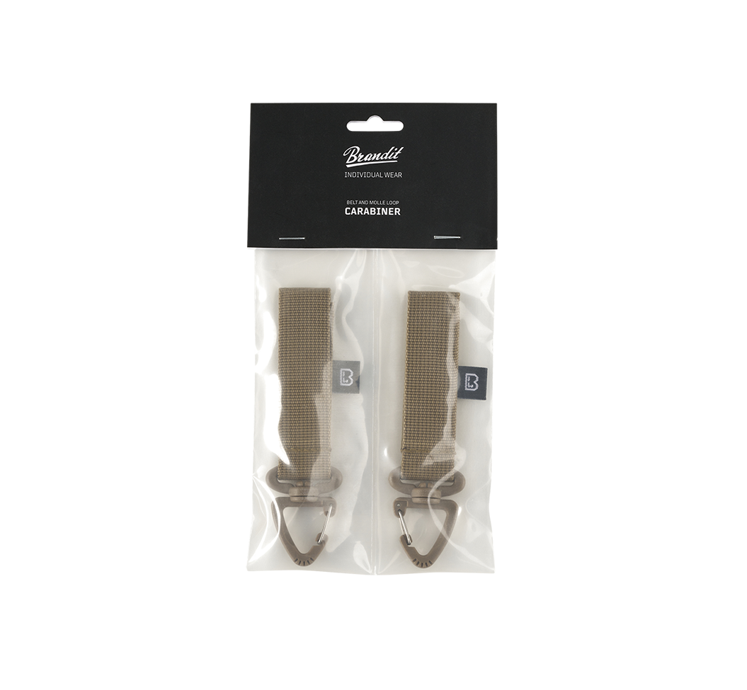 Mousqueton Brandit rotatif triangulaire à sangle pour ceinturon et MOLLE lot de 2