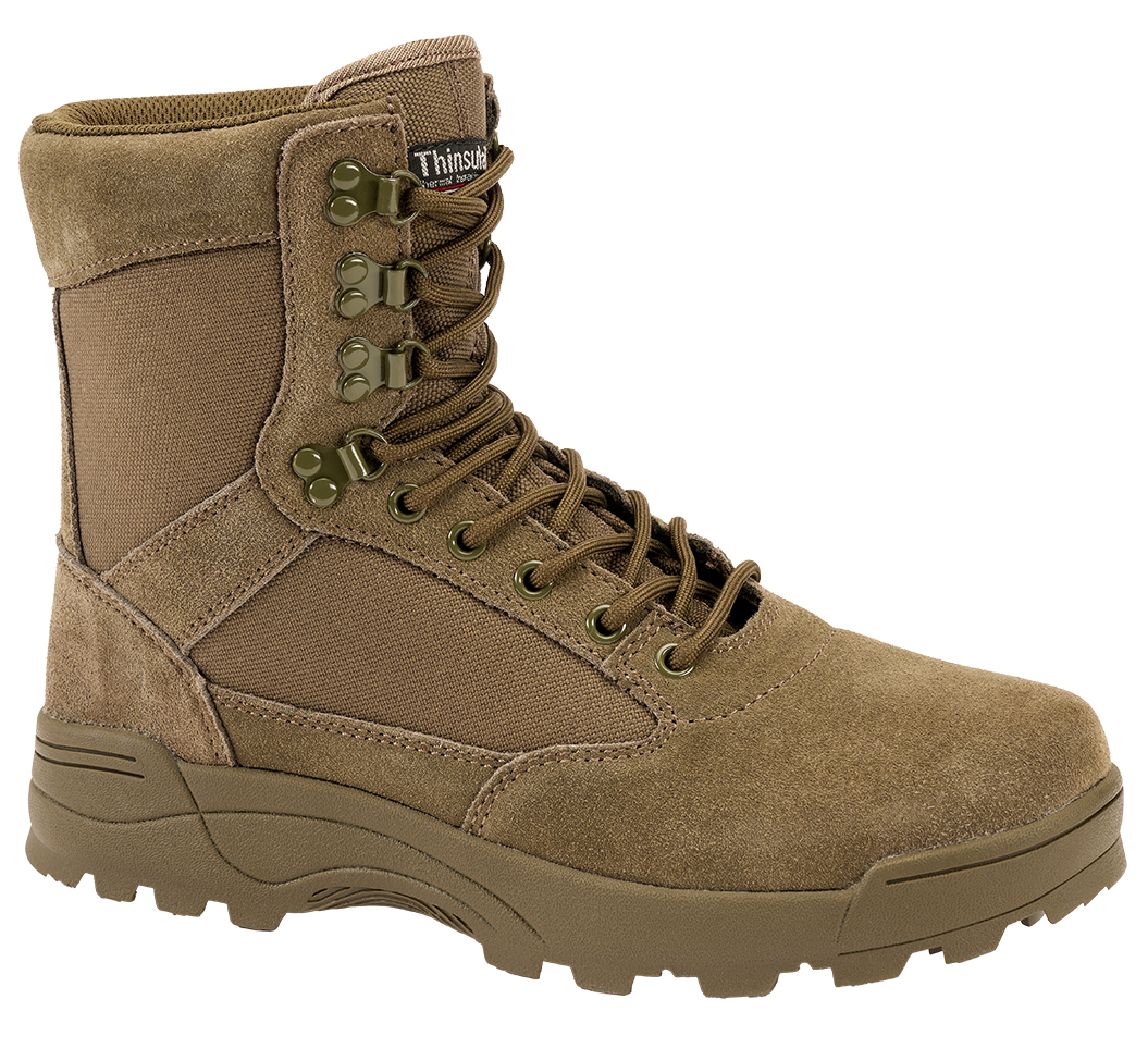 Chaussures tactiques Brandit 9 œillets cuir et nylon isolation Thinsulate tige montante