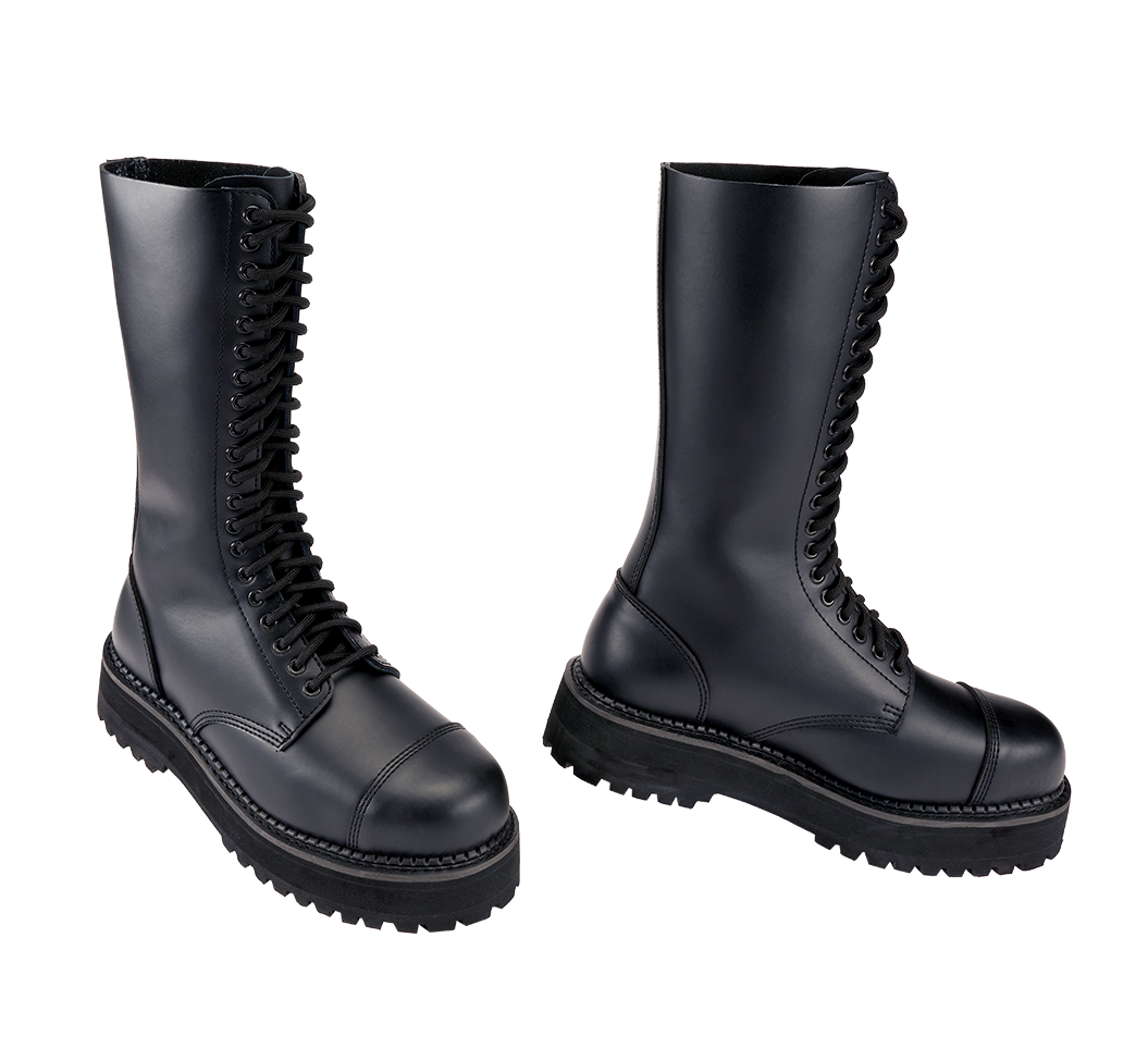 Bottes Brandit Plateau Phantom 20 œillets cuir semelle plateforme cousue coque d'acier