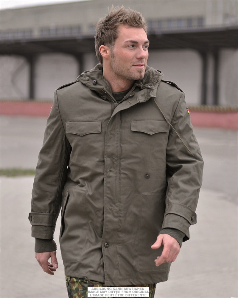 Parka Bundeswehr en satin de coton avec doublure, surplus d'occasion