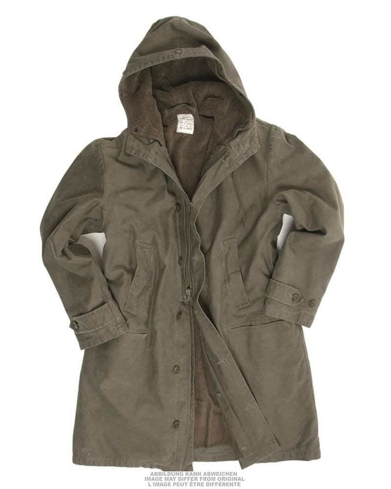Parka long Bundeswehr en satin de coton doublé, surplus militaire d'occasion