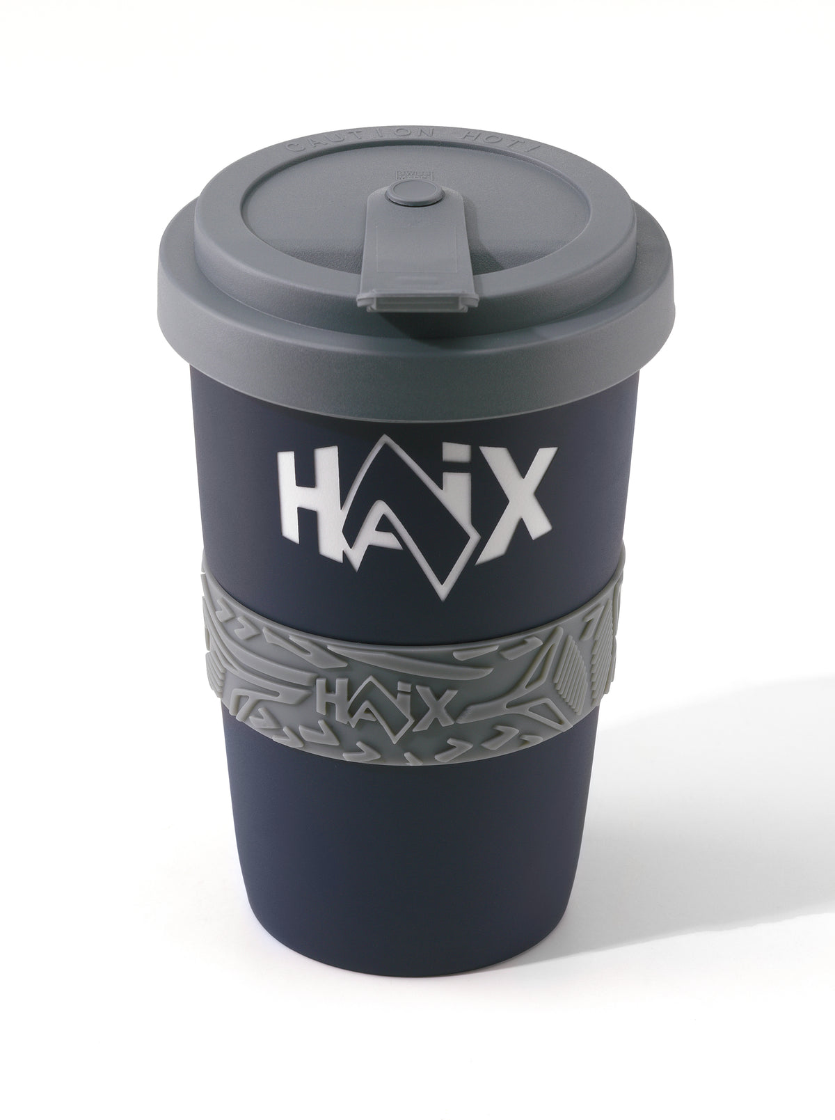 Mug nomade Haix 2Go en porcelaine avec bandeau silicone et couvercle hermétique