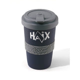 Mug nomade Haix 2Go en porcelaine avec bandeau silicone et couvercle hermétique