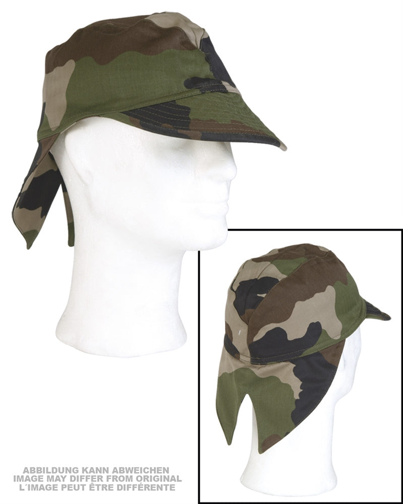Casquette de campagne française en coton avec couvre-nuque, stock ancien
