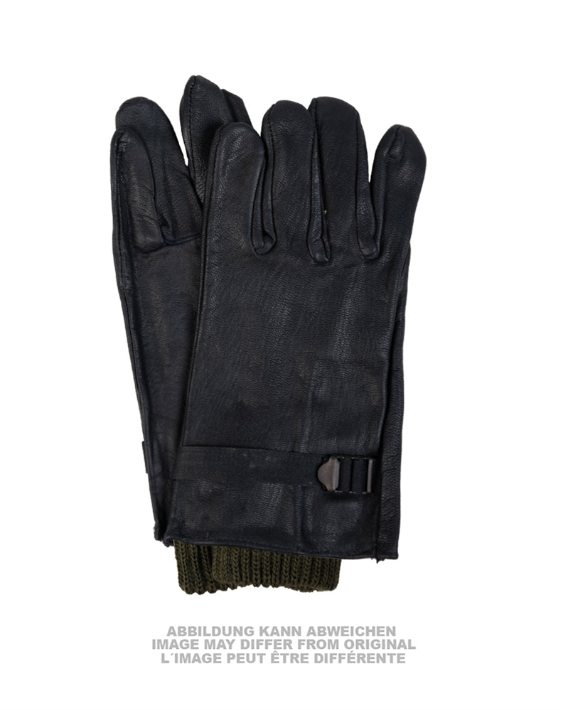 Gants en cuir type américain de l'armée belge avec sous-gants, stock ancien