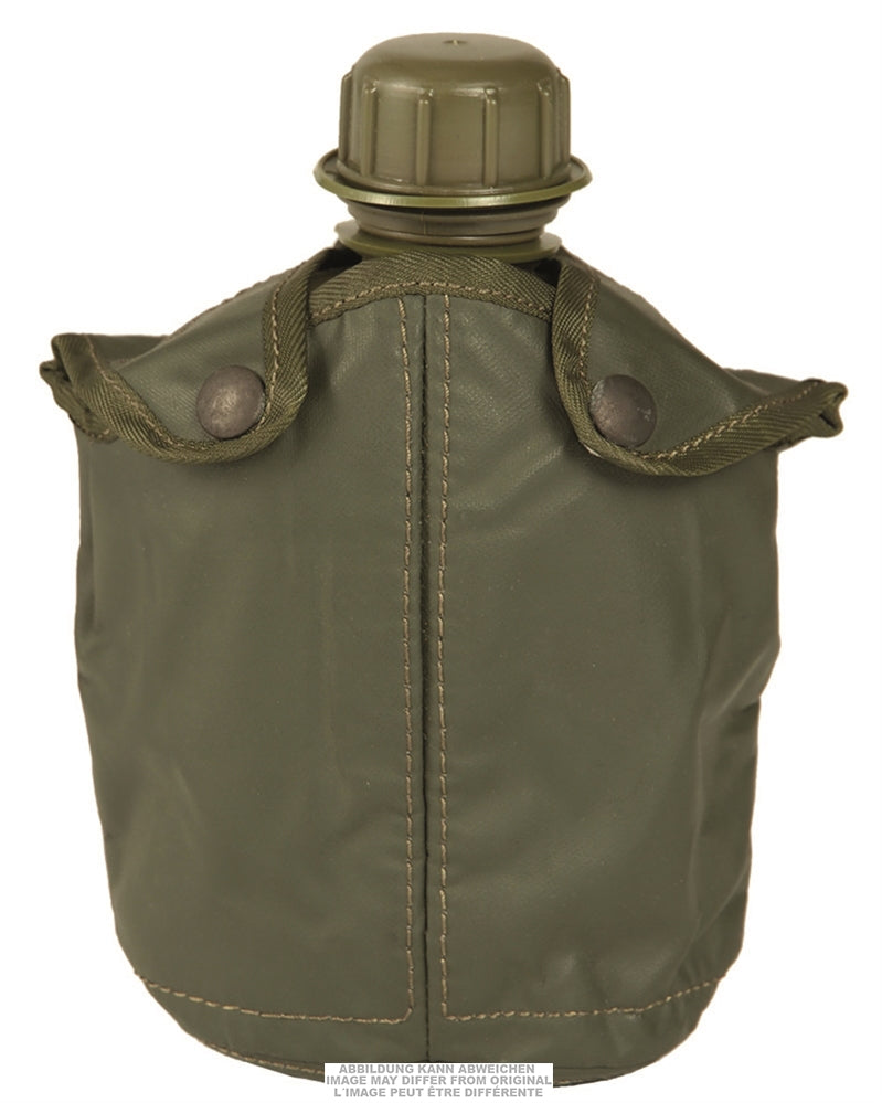 Gourde de l'armée belge de 0,75 litre avec housse en PVC, stock ancien