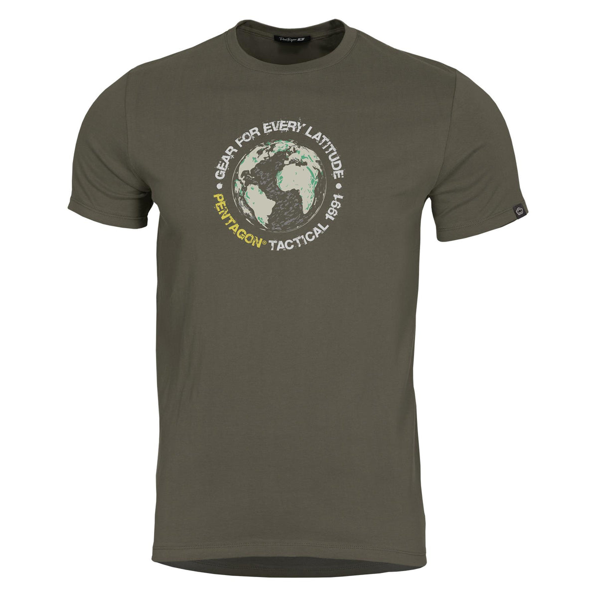 T-shirt Pentagon Globe imprimé en coton filé à l'anneau 190 g/m² anti-odeurs