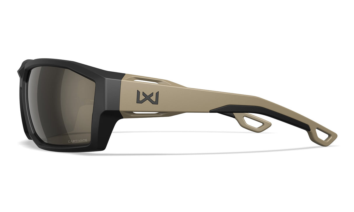 Lunettes balistiques Wiley X WX Alpine MIL-PRF-32432A verres polarisés Captivate noir et beige