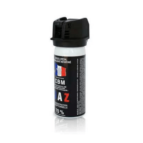 Aérosol de défense CBM gaz lacrymogène CS + Capot Clapet 50 ml — fabrication française