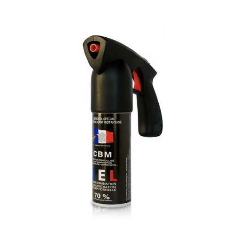 Aérosol de défense CBM gaz lacrymogène CS + Poignée Prodesign 300 ml