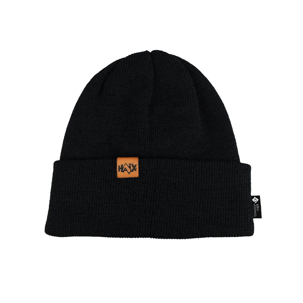 Bonnet Haix BC Beanie laine vierge et polyacrylique écusson cuir bord repliable