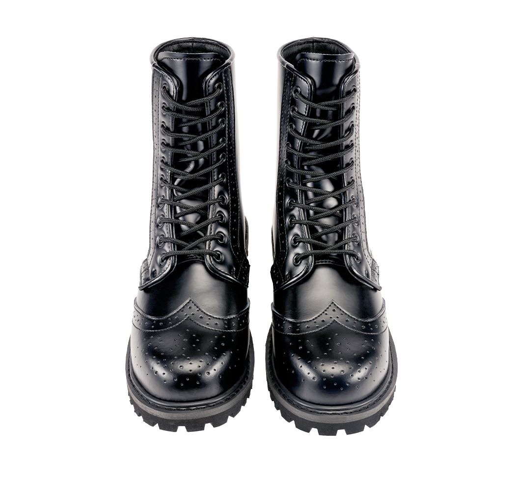 Bottes Brandit Budapester Phantom 10 œillets cuir perforé coque d'acier semelle cousue