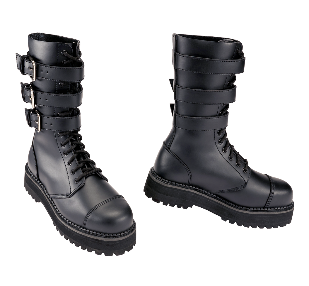 Bottes Brandit Plateau Phantom trois boucles cuir semelle plateforme cousue