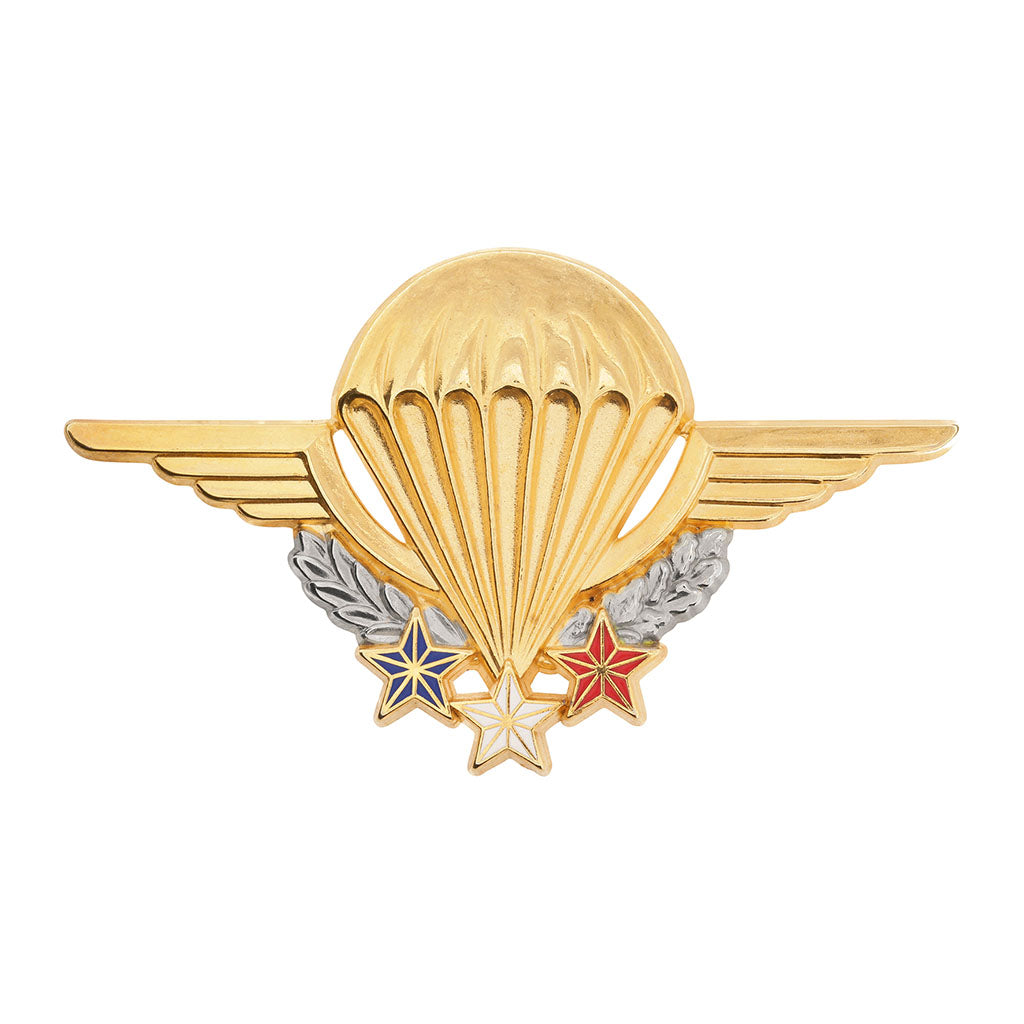 Brevet parachutiste instructeur Boussemart insigne zamac à émail de synthèse poli
