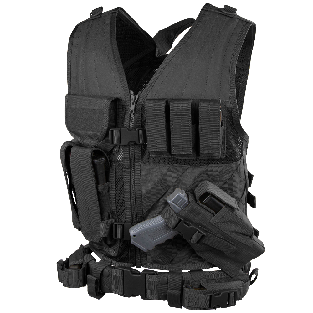 Gilet tactique Condor Cross Draw Vest holster amovible et ceinturon inclus