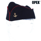 Calot Troupes de marine Opex en laine vierge et polyester avec bord cuir et insigne ancre