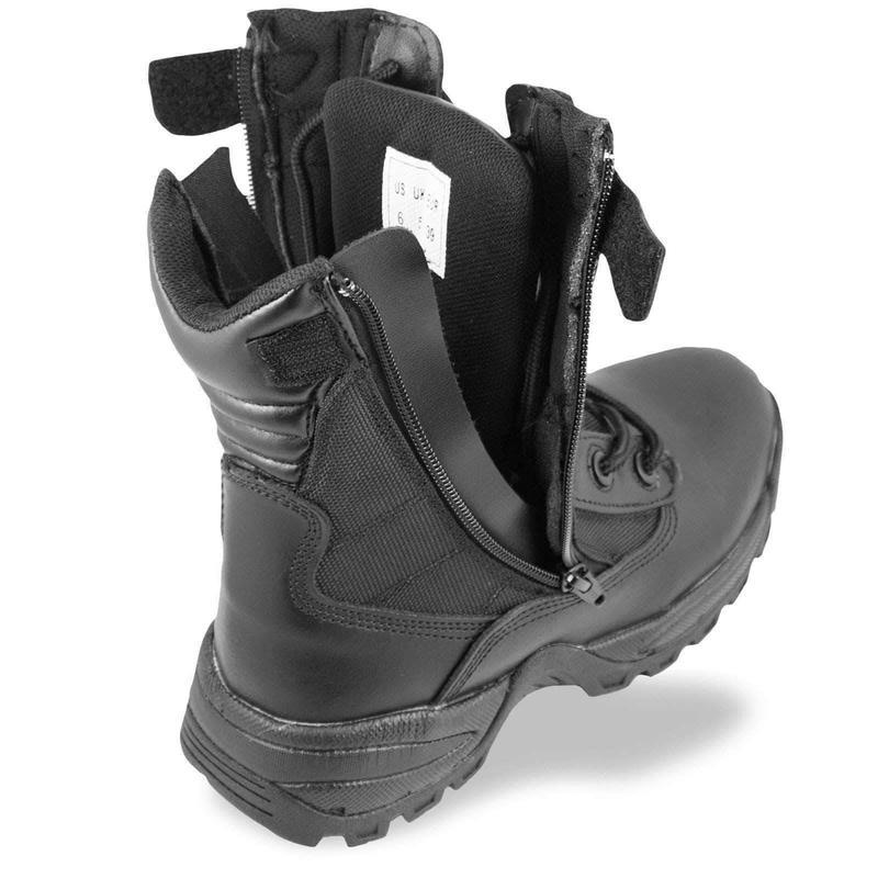 Chaussures d'intervention Mil-Tec à double fermeture éclair latérale en polyester et cuir bovin
