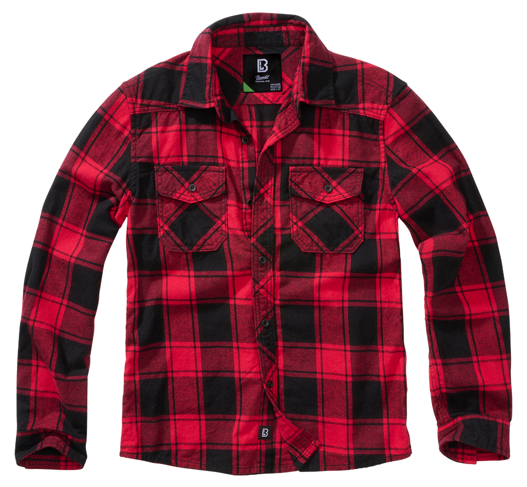 Chemise enfant Brandit à carreaux en flanelle de coton manches longues deux poches