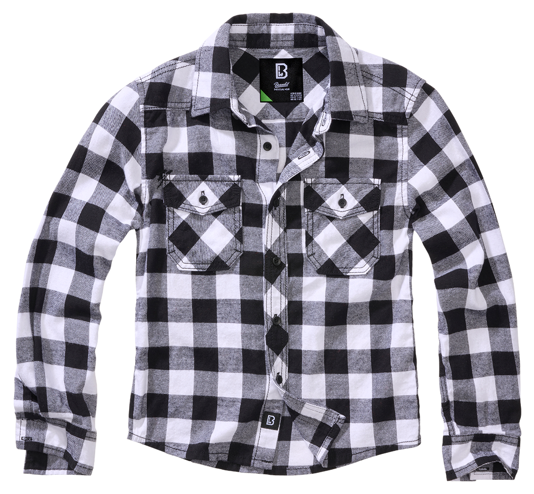 Chemise enfant Brandit à carreaux en flanelle de coton manches longues deux poches