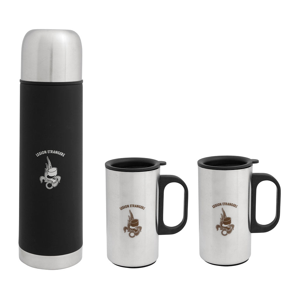 Coffret Ares bouteille isotherme 50 cl et deux tasses aux armes de la Légion étrangère
