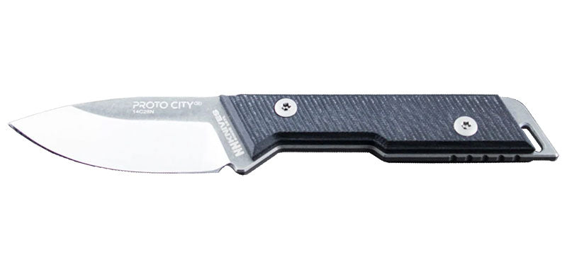 Couteau à lame fixe NN Knives Proto City drop point acier 14C28N lame 79 mm