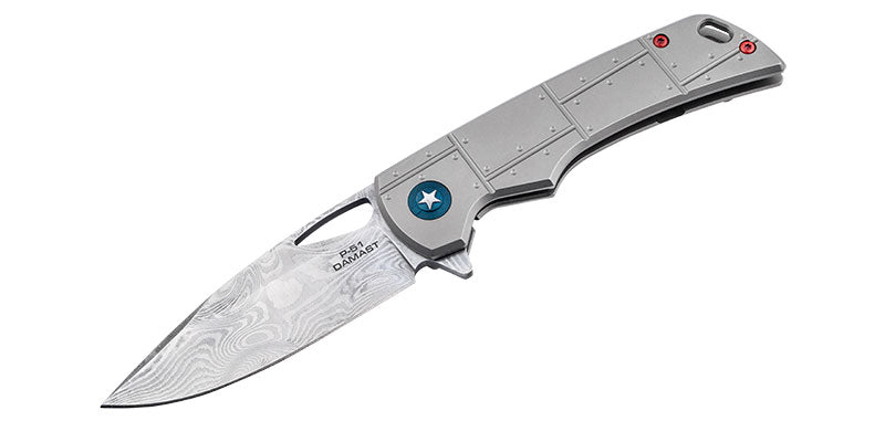 Couteau pliant Boker Plus P-5 Damast acier Damas lame 85 mm lame drop point