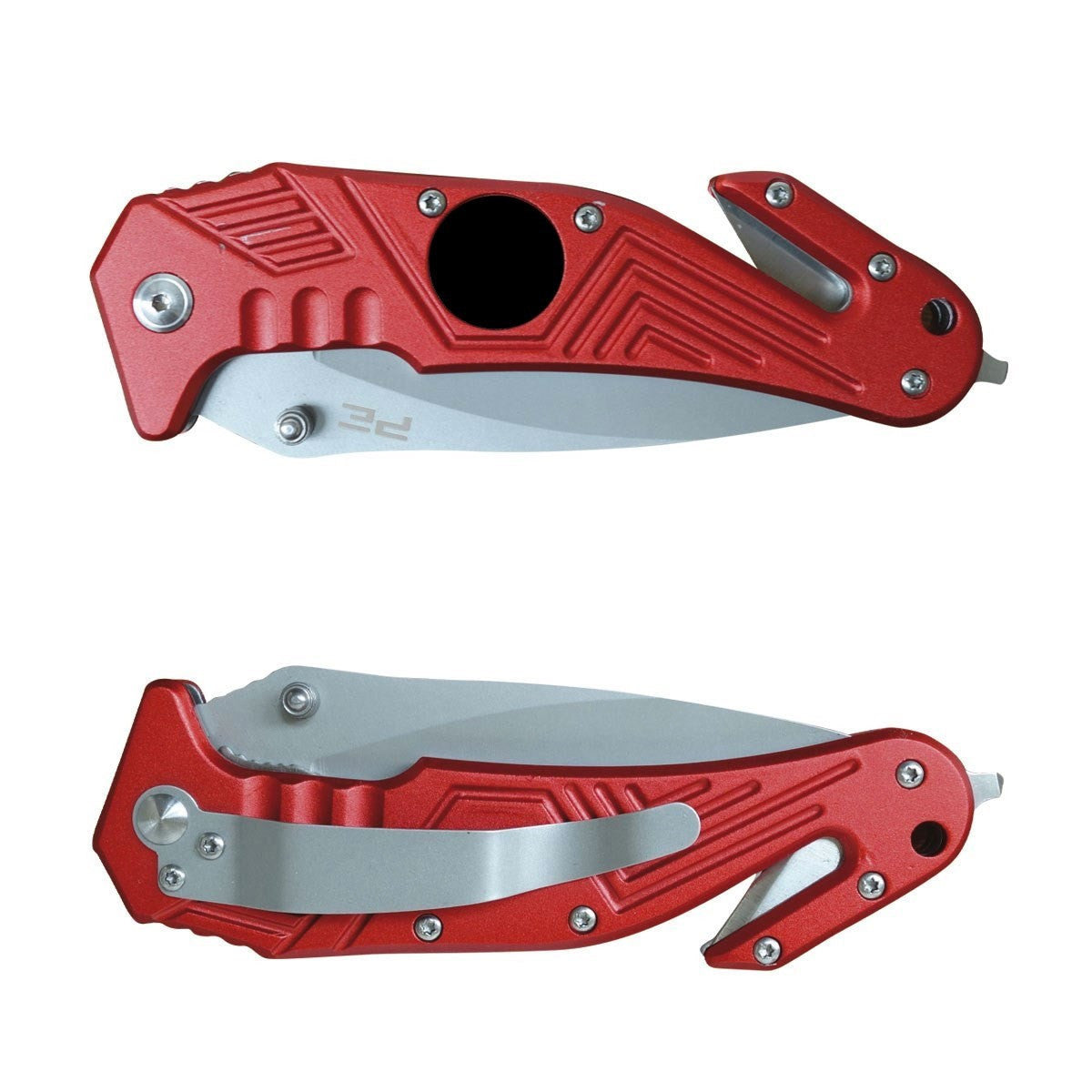 Couteau pliant coupe-sangle et brise-vitre lame acier inoxydable 440 de 8,5 cm