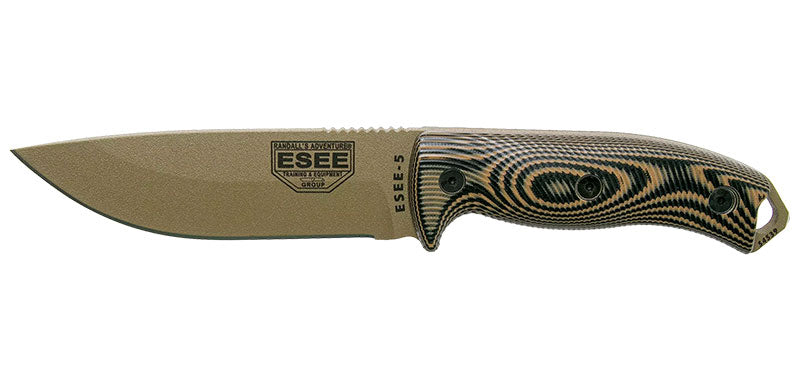 Couteau à lame fixe ESEE ESEE-5 5PDE005 acier Carbone lame 132 mm