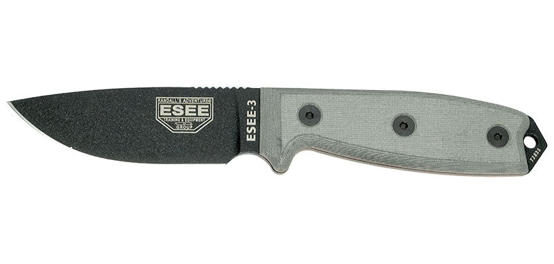 Couteau à lame fixe ESEE ESEE-3 - Pommeau modifié E3PMB acier Carbone lame 88 mm