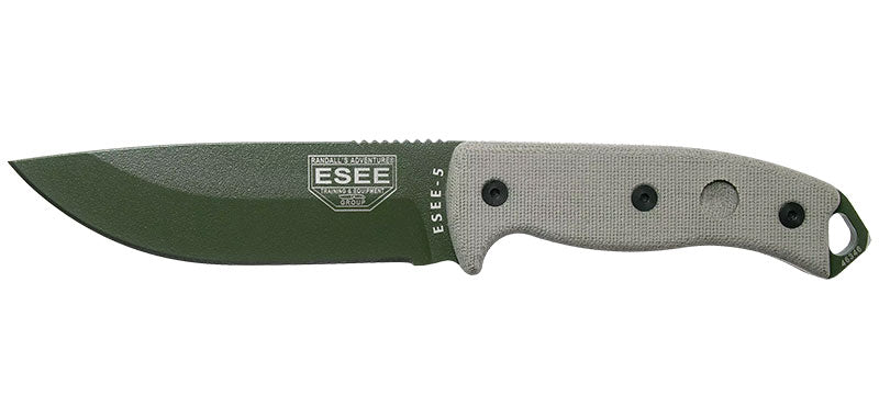 Couteau à lame fixe ESEE ESEE-5 E5PODE acier Carbone lame 137 mm lame drop point