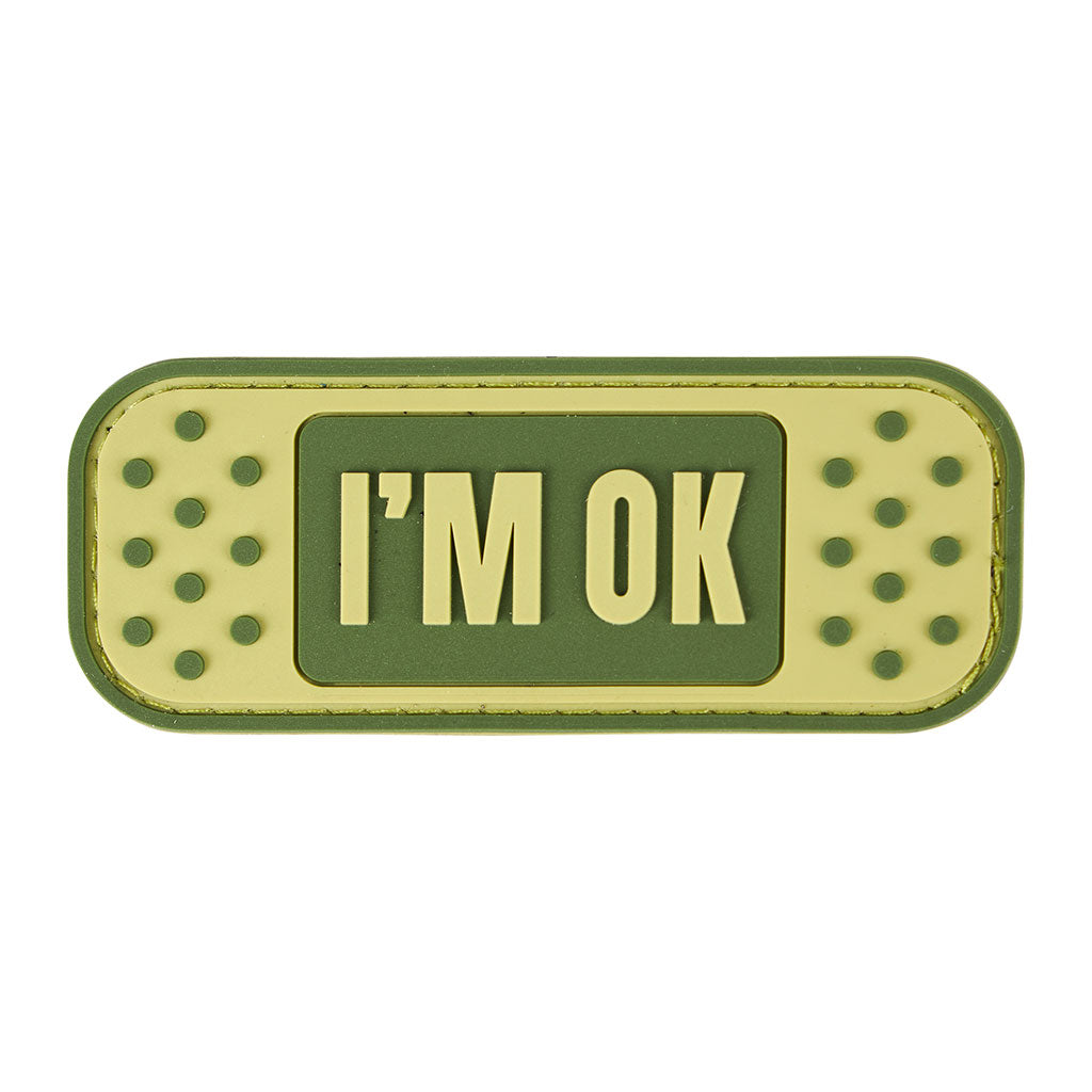 Écusson I'm OK Ares en PVC souple basse visibilité forme pansement auto-agrippant