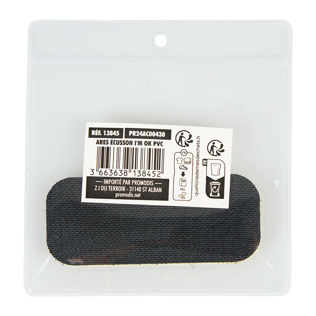 Écusson I'm OK Ares en PVC souple en relief à dos auto-agrippant forme pansement